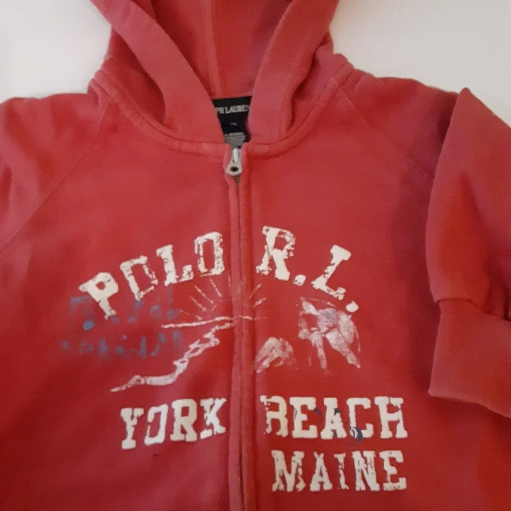 Ralph Lauren red puffed sleeve fashion hoodie - girls sz 8/10